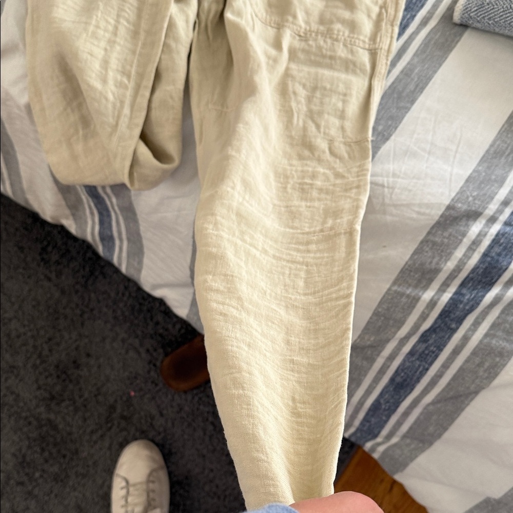 Faherty Light Beige Linen Drawstring Joggers - image 4